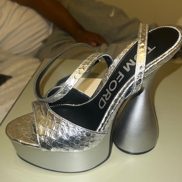 Tom Ford stamped python leather disco platform sandal. - Picture 1 of 4
